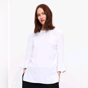 Zara Shiny Top with Ruffled Sleeve Jewel Trim Applique  OFF-WHITE - 2462/840  xs